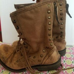 Brown combat boots